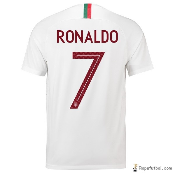 Camiseta Portugal Replica Segunda Ropa Ronaldo 2018 Blanco